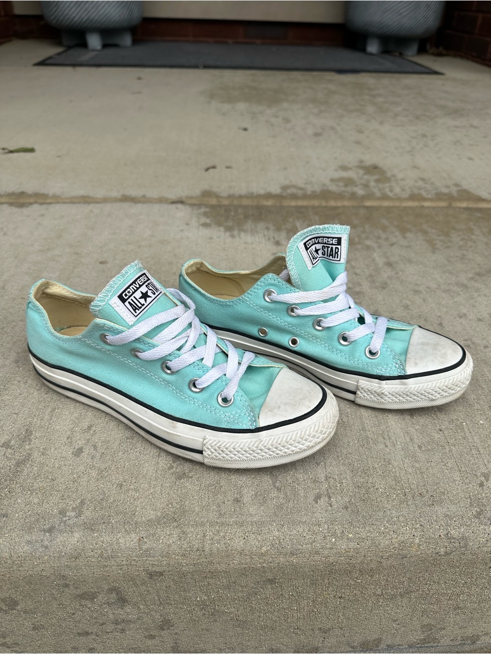 Converse Kids Low Top Sneakers - Mint Teal with White